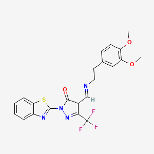 2-(1,3-benzothiazol-2-yl)-4-{[(3,4-dimethoxyphenethyl)imino]methyl}-5-(trifluoromethyl)-2,4-dihydro-3H-pyrazol-3-one