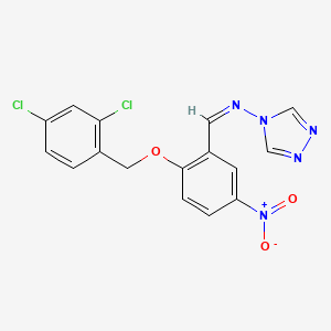 molecular formula C16H11Cl2N5O3 B15012247 N-[(Z)-{2-[(2,4-dichlorobenzyl)oxy]-5-nitrophenyl}methylidene]-4H-1,2,4-triazol-4-amine 