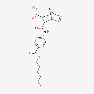 molecular formula C22H27NO5 B15012267 3-({4-[(Hexyloxy)carbonyl]phenyl}carbamoyl)bicyclo[2.2.1]hept-5-ene-2-carboxylic acid 