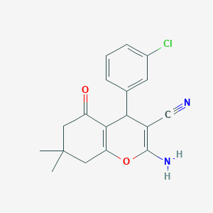 2-amino-4-(3-chlorophenyl)-7,7-dimethyl-5-oxo-5,6,7,8-tetrahydro-4H-chromene-3-carbonitrile