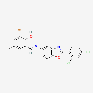 2-bromo-6-[(E)-{[2-(2,4-dichlorophenyl)-1,3-benzoxazol-5-yl]imino}methyl]-4-methylphenol