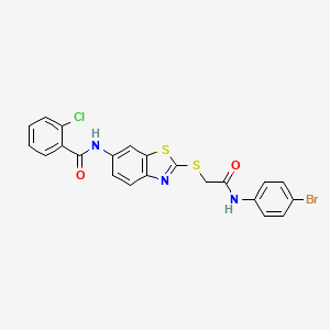 molecular formula C22H15BrClN3O2S2 B15012347 N-[2-({2-[(4-bromophenyl)amino]-2-oxoethyl}sulfanyl)-1,3-benzothiazol-6-yl]-2-chlorobenzamide 