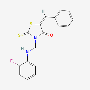 (5E)-5-benzylidene-3-{[(2-fluorophenyl)amino]methyl}-2-thioxo-1,3-thiazolidin-4-one