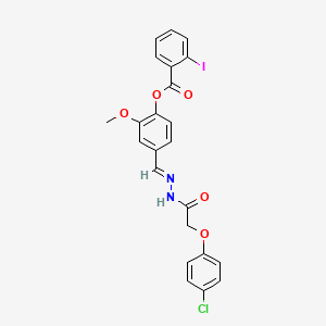 molecular formula C23H18ClIN2O5 B15012395 4-[(E)-{2-[(4-chlorophenoxy)acetyl]hydrazinylidene}methyl]-2-methoxyphenyl 2-iodobenzoate 