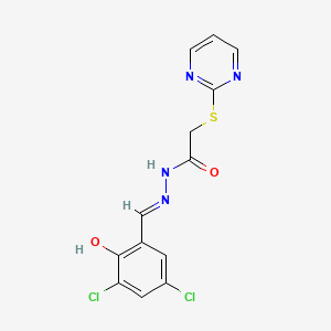 N'-[(E)-(3,5-dichloro-2-hydroxyphenyl)methylidene]-2-(pyrimidin-2-ylsulfanyl)acetohydrazide