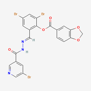 2,4-dibromo-6-[(E)-{2-[(5-bromopyridin-3-yl)carbonyl]hydrazinylidene}methyl]phenyl 1,3-benzodioxole-5-carboxylate