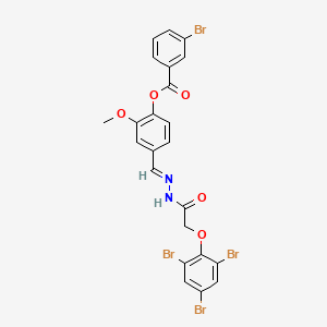 molecular formula C23H16Br4N2O5 B15012455 2-methoxy-4-[(E)-{2-[(2,4,6-tribromophenoxy)acetyl]hydrazinylidene}methyl]phenyl 3-bromobenzoate 