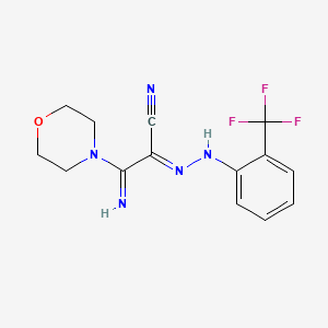 (2E)-3-imino-3-(morpholin-4-yl)-2-{2-[2-(trifluoromethyl)phenyl]hydrazinylidene}propanenitrile