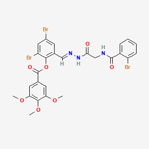 molecular formula C26H22Br3N3O7 B15012476 2,4-Dibromo-6-[(E)-({2-[(2-bromophenyl)formamido]acetamido}imino)methyl]phenyl 3,4,5-trimethoxybenzoate 