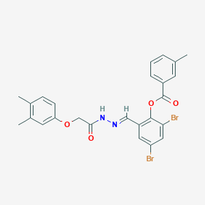 molecular formula C25H22Br2N2O4 B15012523 2,4-dibromo-6-[(E)-{2-[(3,4-dimethylphenoxy)acetyl]hydrazinylidene}methyl]phenyl 3-methylbenzoate 