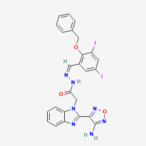 2-[2-(4-amino-1,2,5-oxadiazol-3-yl)-1H-benzimidazol-1-yl]-N'-{(Z)-[2-(benzyloxy)-3,5-diiodophenyl]methylidene}acetohydrazide