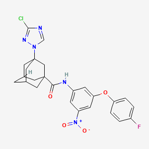 molecular formula C25H23ClFN5O4 B15012549 3-(3-Chloro-1H-1,2,4-triazol-1-YL)-N-[3-(4-fluorophenoxy)-5-nitrophenyl]adamantane-1-carboxamide 