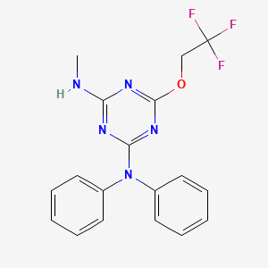 molecular formula C18H16F3N5O B15012576 N'-methyl-N,N-diphenyl-6-(2,2,2-trifluoroethoxy)-1,3,5-triazine-2,4-diamine 