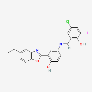 4-chloro-2-[(Z)-{[3-(5-ethyl-1,3-benzoxazol-2-yl)-4-hydroxyphenyl]imino}methyl]-6-iodophenol