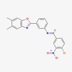 molecular formula C22H16BrN3O3 B15012592 N-[(E)-(4-bromo-3-nitrophenyl)methylidene]-3-(5,6-dimethyl-1,3-benzoxazol-2-yl)aniline 