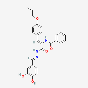 N-[(1Z)-3-[(2E)-2-(3,4-dihydroxybenzylidene)hydrazinyl]-3-oxo-1-(4-propoxyphenyl)prop-1-en-2-yl]benzamide