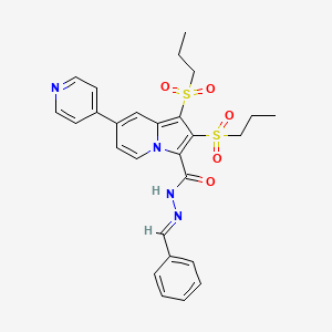 N'-[(E)-phenylmethylidene]-1,2-bis(propylsulfonyl)-7-(pyridin-4-yl)indolizine-3-carbohydrazide