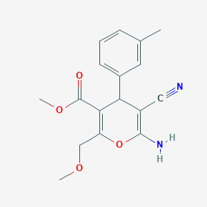 molecular formula C17H18N2O4 B15012767 methyl 6-amino-5-cyano-2-(methoxymethyl)-4-(3-methylphenyl)-4H-pyran-3-carboxylate 