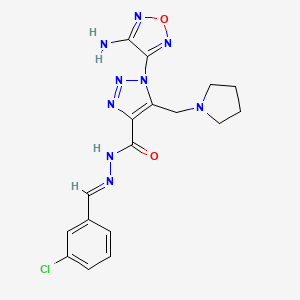 1-(4-amino-1,2,5-oxadiazol-3-yl)-N'-[(E)-(3-chlorophenyl)methylidene]-5-(pyrrolidin-1-ylmethyl)-1H-1,2,3-triazole-4-carbohydrazide