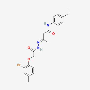 (3E)-3-{2-[(2-bromo-4-methylphenoxy)acetyl]hydrazinylidene}-N-(4-ethylphenyl)butanamide