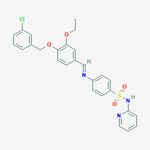 4-{[(E)-{4-[(3-chlorobenzyl)oxy]-3-ethoxyphenyl}methylidene]amino}-N-(pyridin-2-yl)benzenesulfonamide