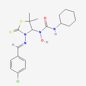 1-(3-{[(E)-(4-chlorophenyl)methylidene]amino}-5,5-dimethyl-2-thioxo-1,3-thiazolidin-4-yl)-3-cyclohexyl-1-hydroxyurea