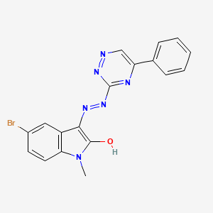 (3Z)-5-bromo-1-methyl-3-[2-(5-phenyl-1,2,4-triazin-3-yl)hydrazinylidene]-1,3-dihydro-2H-indol-2-one