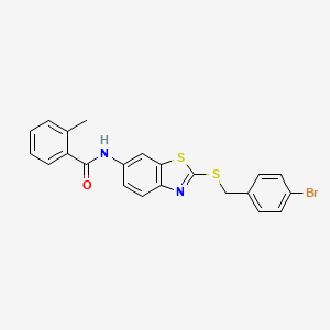 molecular formula C22H17BrN2OS2 B15012943 N-{2-[(4-bromobenzyl)sulfanyl]-1,3-benzothiazol-6-yl}-2-methylbenzamide 