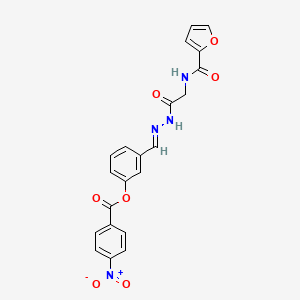 molecular formula C21H16N4O7 B15012954 3-[(E)-({2-[(Furan-2-YL)formamido]acetamido}imino)methyl]phenyl 4-nitrobenzoate 