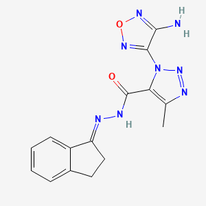 molecular formula C15H14N8O2 B15013000 1-(4-amino-1,2,5-oxadiazol-3-yl)-N'-[(1E)-2,3-dihydro-1H-inden-1-ylidene]-4-methyl-1H-1,2,3-triazole-5-carbohydrazide 