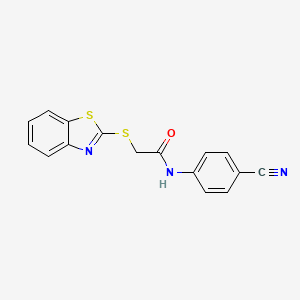 molecular formula C16H11N3OS2 B15013028 2-(1,3-benzothiazol-2-ylsulfanyl)-N-(4-cyanophenyl)acetamide 