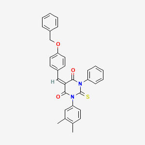 (5E)-5-[4-(benzyloxy)benzylidene]-1-(3,4-dimethylphenyl)-3-phenyl-2-thioxodihydropyrimidine-4,6(1H,5H)-dione