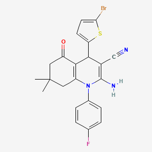 2-Amino-4-(5-bromothiophen-2-yl)-1-(4-fluorophenyl)-7,7-dimethyl-5-oxo-1,4,5,6,7,8-hexahydroquinoline-3-carbonitrile