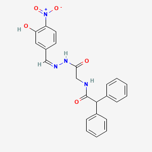 molecular formula C23H20N4O5 B15013150 N-({N'-[(Z)-(3-Hydroxy-4-nitrophenyl)methylidene]hydrazinecarbonyl}methyl)-2,2-diphenylacetamide 