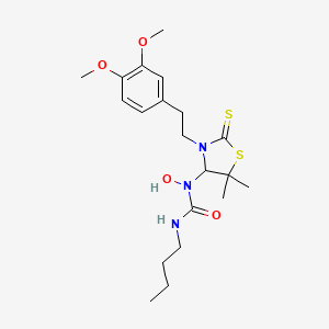 molecular formula C20H31N3O4S2 B15013172 3-Butyl-1-{3-[2-(3,4-dimethoxyphenyl)ethyl]-5,5-dimethyl-2-sulfanylidene-1,3-thiazolidin-4-YL}-1-hydroxyurea 