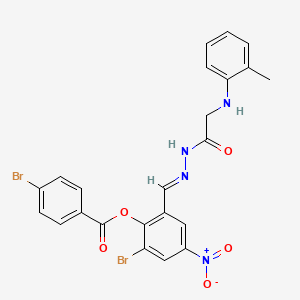 2-bromo-6-[(E)-(2-{[(2-methylphenyl)amino]acetyl}hydrazinylidene)methyl]-4-nitrophenyl 4-bromobenzoate (non-preferred name)