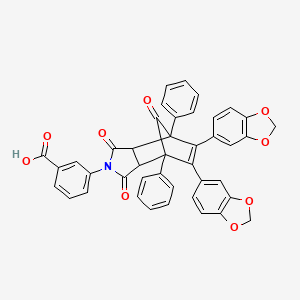 molecular formula C42H27NO9 B15013201 3-[5,6-bis(1,3-benzodioxol-5-yl)-1,3,8-trioxo-4,7-diphenyl-1,3,3a,4,7,7a-hexahydro-2H-4,7-methanoisoindol-2-yl]benzoic acid 