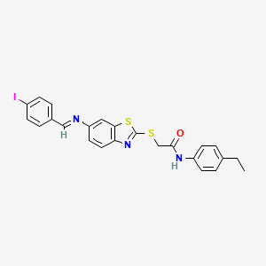 N-(4-ethylphenyl)-2-[(6-{[(E)-(4-iodophenyl)methylidene]amino}-1,3-benzothiazol-2-yl)sulfanyl]acetamide