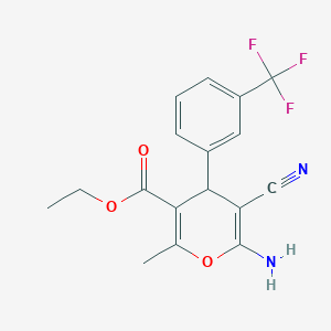 ethyl 6-amino-5-cyano-2-methyl-4-[3-(trifluoromethyl)phenyl]-4H-pyran-3-carboxylate