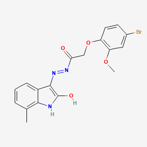 2-(4-Bromo-2-methoxyphenoxy)-N'-[(3E)-7-methyl-2-oxo-2,3-dihydro-1H-indol-3-ylidene]acetohydrazide