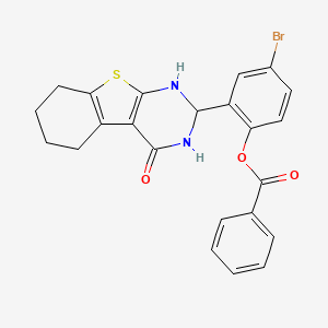 molecular formula C23H19BrN2O3S B15013306 4-Bromo-2-(4-oxo-1,2,3,4,5,6,7,8-octahydro[1]benzothieno[2,3-d]pyrimidin-2-yl)phenyl benzoate 