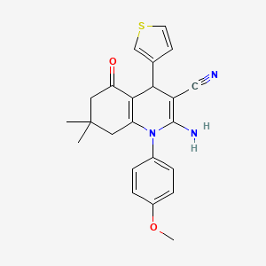 molecular formula C23H23N3O2S B15013309 2-Amino-1-(4-methoxyphenyl)-7,7-dimethyl-5-oxo-4-(thiophen-3-yl)-1,4,5,6,7,8-hexahydroquinoline-3-carbonitrile 