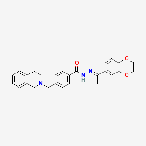 molecular formula C27H27N3O3 B15013328 N'-[(1E)-1-(2,3-dihydro-1,4-benzodioxin-6-yl)ethylidene]-4-(3,4-dihydroisoquinolin-2(1H)-ylmethyl)benzohydrazide 