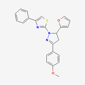 2-[5-(furan-2-yl)-3-(4-methoxyphenyl)-4,5-dihydro-1H-pyrazol-1-yl]-4-phenyl-1,3-thiazole