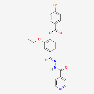 molecular formula C22H18BrN3O4 B15013426 2-ethoxy-4-{(E)-[2-(pyridin-4-ylcarbonyl)hydrazinylidene]methyl}phenyl 4-bromobenzoate 