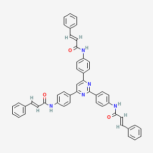 molecular formula C49H37N5O3 B15013507 (2E)-N-{4-[4,6-Bis({4-[(2E)-3-phenylprop-2-enamido]phenyl})pyrimidin-2-YL]phenyl}-3-phenylprop-2-enamide 