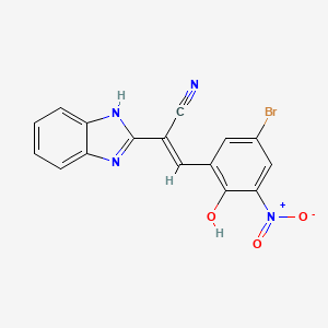 molecular formula C16H9BrN4O3 B15013512 (2E)-2-(1H-benzimidazol-2-yl)-3-(5-bromo-2-hydroxy-3-nitrophenyl)prop-2-enenitrile 