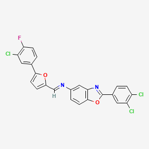 N-{(E)-[5-(3-chloro-4-fluorophenyl)furan-2-yl]methylidene}-2-(3,4-dichlorophenyl)-1,3-benzoxazol-5-amine