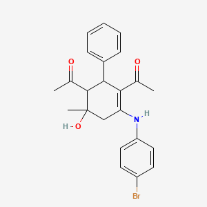 1,1'-{4-[(4-Bromophenyl)amino]-6-hydroxy-6-methyl-2-phenylcyclohex-3-ene-1,3-diyl}diethanone