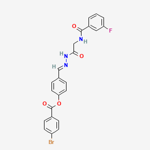 4-{(E)-[2-({[(3-fluorophenyl)carbonyl]amino}acetyl)hydrazinylidene]methyl}phenyl 4-bromobenzoate (non-preferred name)